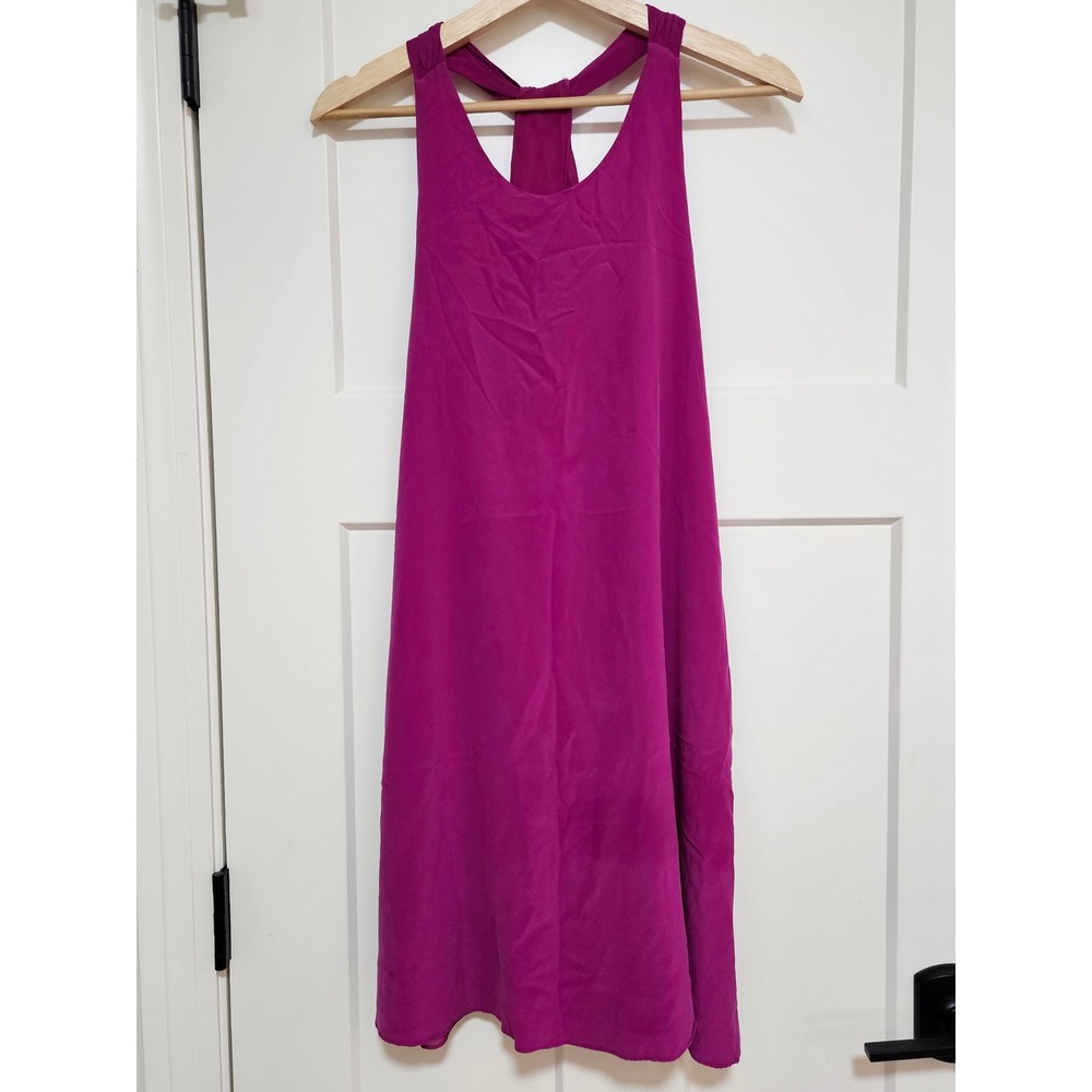 Cynthia Rowley 100% Silk Midi Dress Womens 4 Magenta Pink Racerback Sleeveless